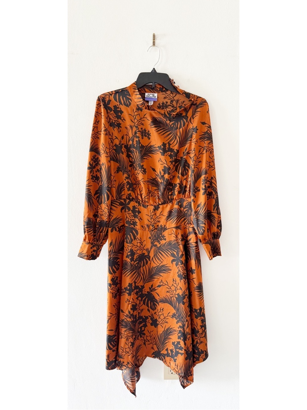 Future Collective Kahlana Barfield Floral Palm Asymmetrical Dress Size Small (S)